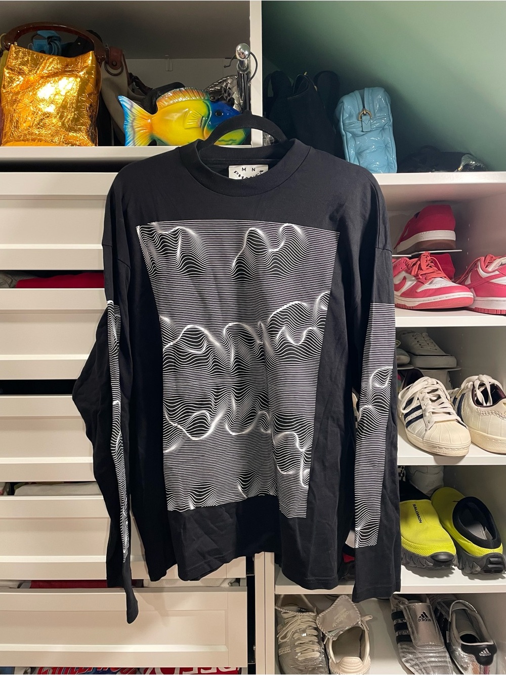 Phanta Black Long-Sleeve Graphic Crewneck Tee